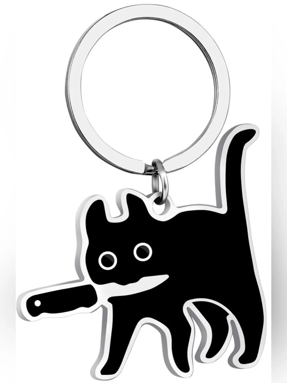 Sneaky Cat Bag Charm Black Cat Keychain